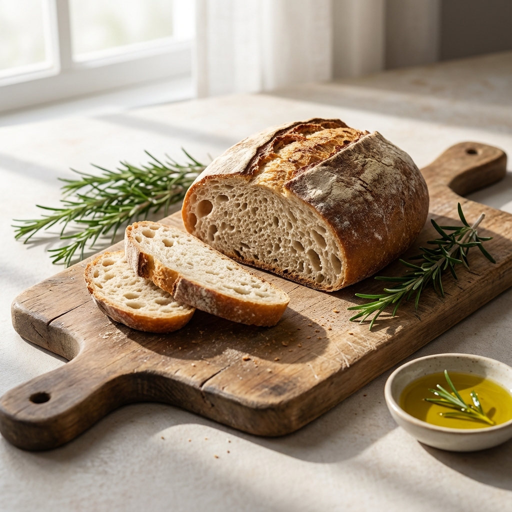 Pão artesanal sem glúten com alecrim