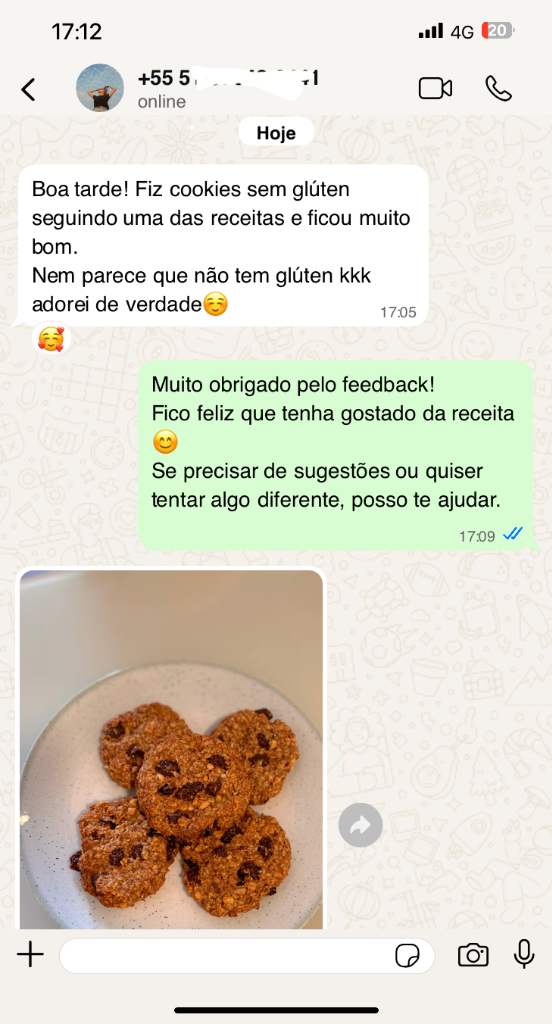 Cookies sem glúten - Cliente satisfeito
