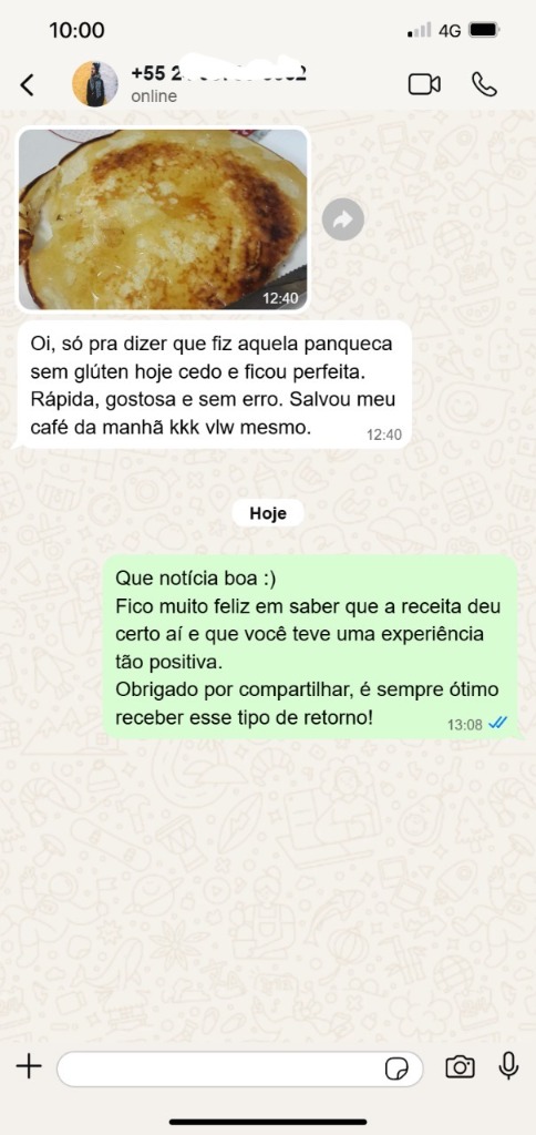 Panqueca sem glúten - Cliente satisfeito